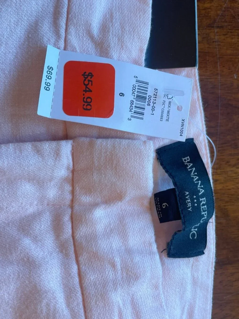 Banana Republic Avery Blush Pink Linen Cotton Straight Pants Sz 6 NWT
